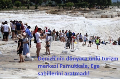Denizli'nin dünyaca ünlü turizm merkezi Pamukkale, Ege sahillerini aratmadı!.