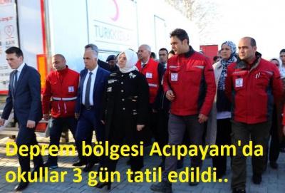 Deprem bölgesi Acıpayam'da okullar 3 gün tatil edildi.