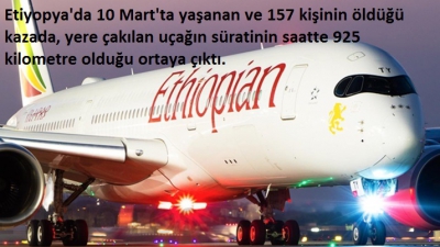 Etiyopya uçağı 925 kilometre hızla yere çakılmış.