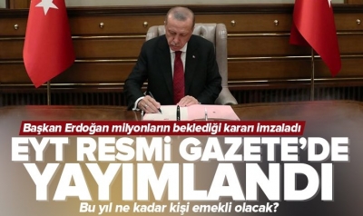 EYT Resmi Gazete'de yayımlanarak yürürlüğe girdi 