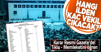 Hangi ilden kaç vekil çıkacak? Resmi Gazete'de yayımlandı! İşte milletvekillerinin illere göre dağılımı...