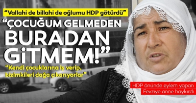 HDP önünde dağa kaçırılan oğlunu isteyen Fevziye anne: Vallahi oğlumu HDP götürdü.......