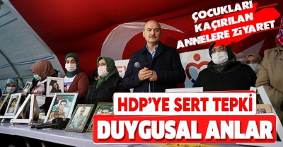 İçişleri Bakanı Süleyman Soylu'dan HDP önünde evlat nöbetindeki ailelere ziyaret