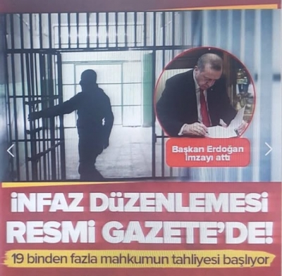 İnfaz düzenlemesi Resmi Gazete'de! 19 binden fazla mahkumun tahliyesi başlıyor.