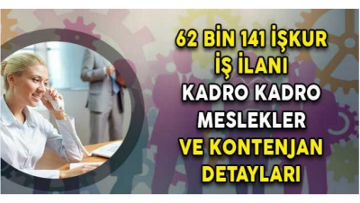 İŞKUR personel memur işçi alım başvuru şartları! İŞKUR 62 bin 141 güncel iş ilanı- Kadro meslekler kontenjan detayları.