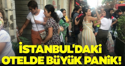  İstanbul'da otel yangını! Turistler kendilerini dışarı attı.