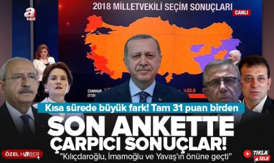 İşte son seçim anketi! Kısa sürede büyük fark! Tam 31 puan birden... AK Parti CHP MHP İYİ Parti HDP güncel oy oranları 