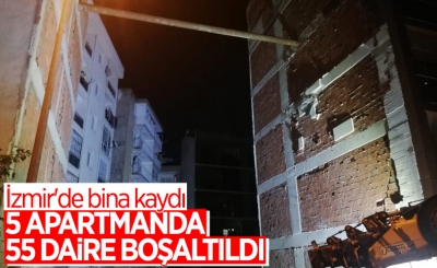 İzmir'de bir inşaatın temel kazısı esnasında yan binada kayma oluştu, 5 apartman boşaltıldı 