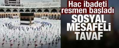 Kabe'de tarihi görüntü... Sosyal mesafeli tavaf dönemi başladı......
