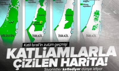 Katil İsrail dünyanın gözü önünde 75 yıldır insanlık suçu işliyor! Katliamlarla çizilen harita