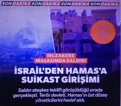 Katil İsrail, Orta Doğu'da yeni bir cephe daha açarak Katar'ın başkenti Doha'yı hedef aldı.