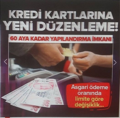 Kredi kartı borcunu ödeyemeyenlere 60 aya kadar yapılandırma imkanı  