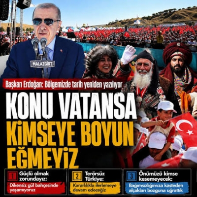 Malazgirt'te 1071 ruhu! Başkan Erdoğan: Söz konusu vatansa kimseye boyun eğmeyiz 