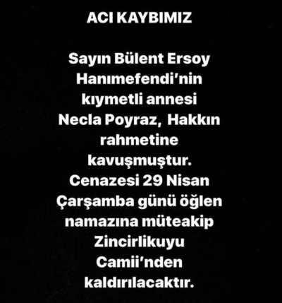   Manisa Habercilik - Bülent Ersoy'un annesinin cenaze programı belli oldu..