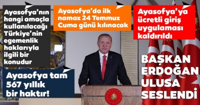 Manisa Habercilik -  Tarihi Ayasofya kararının ardından yeni bir çağ başlıyor! Başkan Erdoğan canlı yayında ilk namaz tarihini duyurdu.