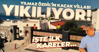 Sözcü gazetesi yazarı Yılmaz Özdil'in kaçak villasının yıkım çalışmalarında dikkat çeken detay!