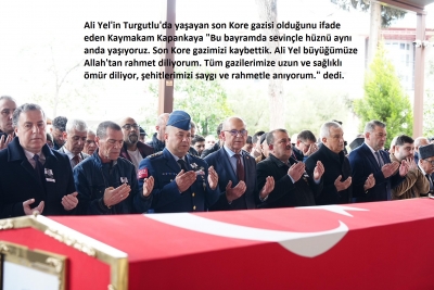 Manisa Turgutlu’da 95 yaşında vefat eden Kore gazisi Ali Yel, düzenlenen askeri törenle son yolculuğuna uğurlandı. 