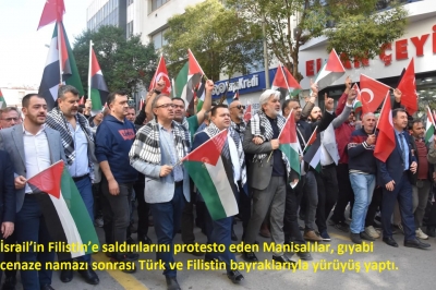 Manisa'da Filistin'e destek gösterisi