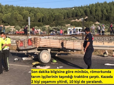 Manisa'da korkunç kaza: 2 ölü, 10 yaralı..