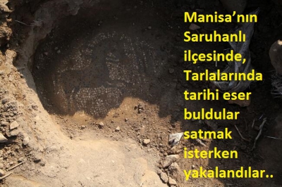 Manisa’nın Saruhanlı ilçesinde, Tarlalarında tarihi eser buldular satmak isterken yakalandılar..
