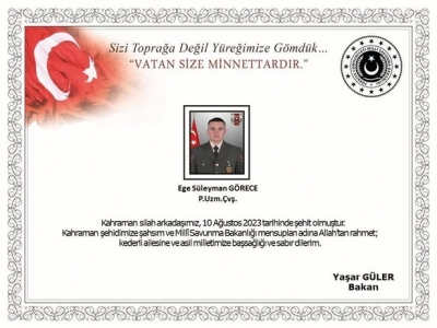 Manisa’ya şehit ateşi düştü 