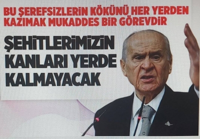 MHP lideri Devlet Bahçeli'den şehitler için mesaj: Kanları yerde kalmayacak