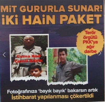 MİT'in PKK'nın sözde istihbarat hücresine düzenlediği operasyonda 2 terörist yakalandı.
