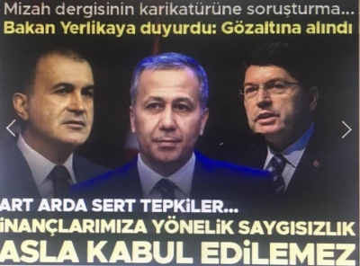 Mizah dergisinin karikatürüne soruşturma... Art arda sert tepkiler! İnançlarımıza yönelik saygısızlık asla kabul edilemez