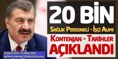 Sağlık Bakanlığı 20 Bin Personel ve İşçi Alımı Tarih ve Kontenjan Belli Oldu