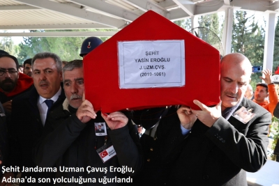 Şehit Jandarma Uzman Çavuş Eroğlu, Adana'da son yolculuğuna uğurlandı