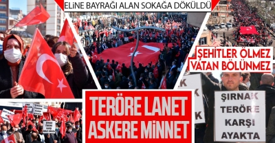 Şırnak teröre karşı tek yürek! Gara şehitleri için 'PKK'ya lanet' yürüyüşü 