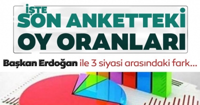 Son anket sonuçlarına göre oy oranı! Başkan Recep Tayyip Erdoğan 4'e katladı.
