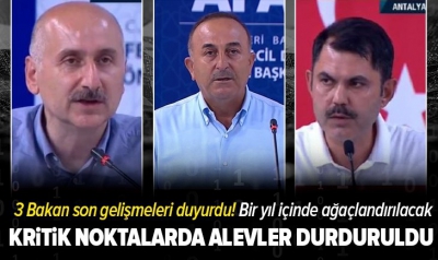 Son dakika: 3 Bakandan Manavgat'ta ortak açıklama! Antalya'daki yangınlar İbradı ilçesi hariç söndürüldü 