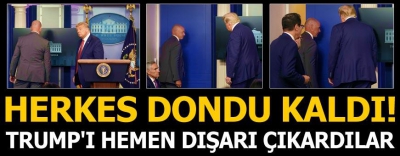 Son dakika: ABD Başkanı Donald Trump'ın basın toplantısı yarıda kesildi! Güvenlik ekibi salondan çıkardı....