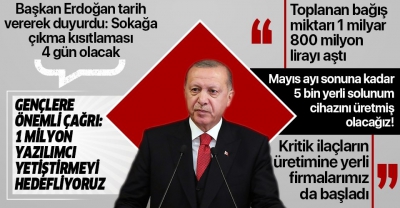 Son dakika: Başkan Erdoğan: Ramazan Bayramına kadar normalleşme sürecine girmek istiyoruz.
