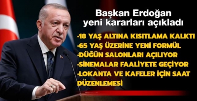 Son dakika: Başkan Erdoğan açıkladı: 65 yaş üstü ve 18 yaş altına yeni düzenleme.