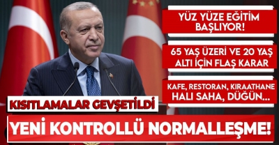 Son dakika: Başkan Erdoğan, 'Yeni Kontrollü Normalleşme Süreci'ni duyurdu: Kafe, restoran, yüz yüze eğitim, sokak kısıtlaması...