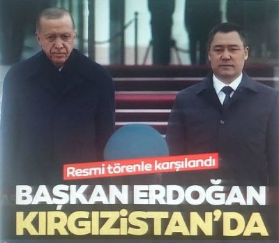 SON DAKİKA! Başkan Erdoğan Kırgızistan'da resmi törenle karşılandı