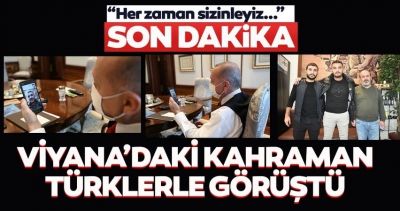 Son dakika: Başkan Erdoğan Viyana'daki saldırıda Avusturyalıları kurtaran Recep Tayyip Gültekin ve Mikail Özen ile görüştü.