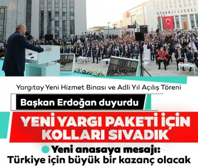 Son dakika: Başkan Erdoğan 2021-2022 Adli Yıl Açılış Töreni'nde konuştu: Yeni Yargı Paketi için kolları sıvadık