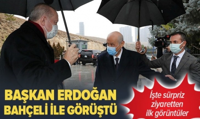 SON DAKİKA: Başkan Erdoğan MHP Genel Başkanı Devlet Bahçeli'yi evinde ziyaret etti.