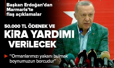 Son dakika: Başkan Erdoğan'dan Marmaris'te flaş açıklamalar | Yangın felaketinden etkilenenlere 50.000 TL destek sağlanacak 