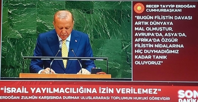 Son dakika... Cumhurbaşkanı Erdoğan BM'de fotoğraflarla dünyaya seslendi: Gazze'de insanlık ölüyor