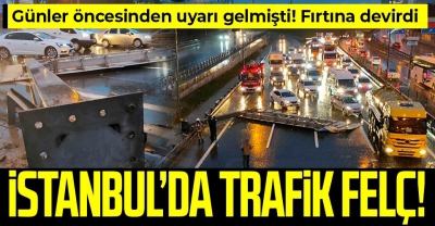 Son dakika: Hasdal'da yön tabelası devrildi araçlar kaza yaptı 