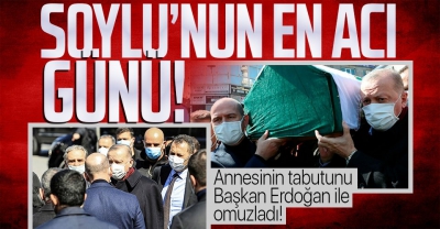 Son dakika: İçişleri Bakanı Süleyman Soylu'nun annesi son yolculuğuna uğurlandı. 