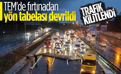 SON DAKİKA: İstanbul'da trafiği felç eden olay! Hasdal bağlantı yolunda tabela devrildi