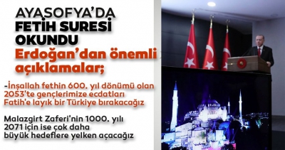 Son dakika: İstanbul'un Fethi'nin 567. yıl dönümünde Ayasofya'da Fetih Suresi okundu.