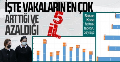 Son dakika: İşte vaka sayısının en çok arttığı ve azaldığı iller! Sağlık Bakanı Fahrettin Koca açıkladı! 