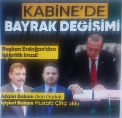 Son dakika... Kabinede değişiklik! Erzurum Valisi Mustafa Çiftçi İçişleri Bakanı, İstanbul Cumhuriyet Başsavcısı Akın Gürlek Adalet Bakanı oldu