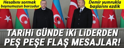 Son dakika: Karabağ zaferini kutladı! Başkan Erdoğan ve Aliyev düşmanlara bu sözlerle meydan okudu.